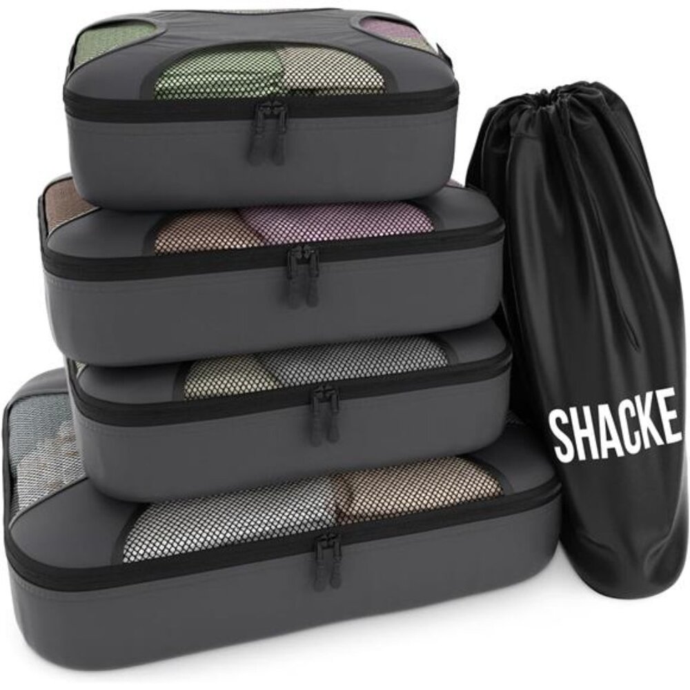 5 Set Packing Cubes for Travel Lightweight Luggage Organizer (Dark Grey)